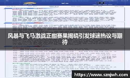 风暴与飞马激战正酣赛果揭晓引发球迷热议与期待